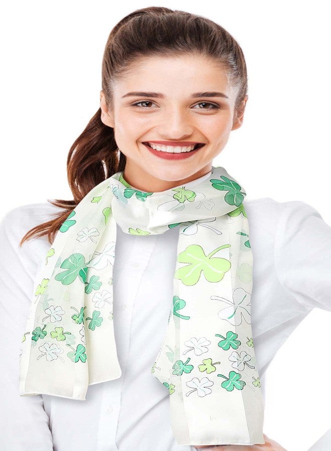 CBC Crown Women's St.Patrick's Shamrock Scarf Clover Scarf, One Size, Green White Black (Ivory-Multi) - Image 1